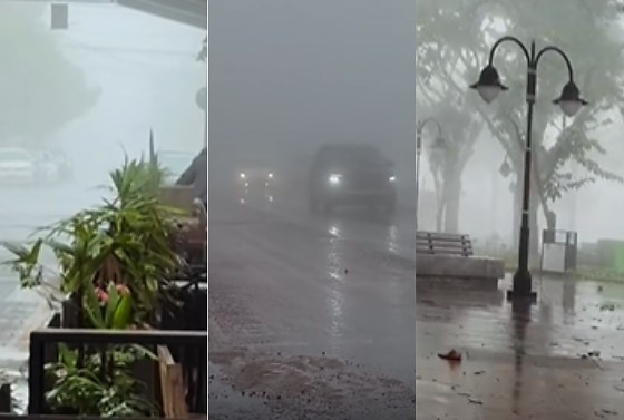 Imagens mostram Chapada coberta por neblina e garoa neste do