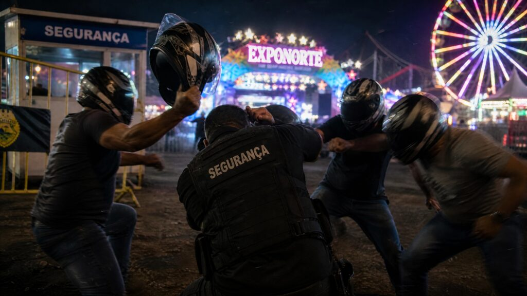 Segurança da Exponorte é agredido com capacete e trio acaba 
